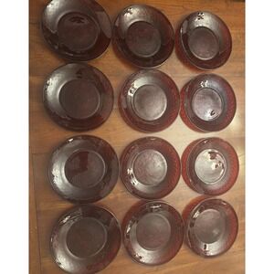 Set of 12 Antique Ruby by CRISTAL D'ARQUES DURAND Luncheon Plates Salad Dessert